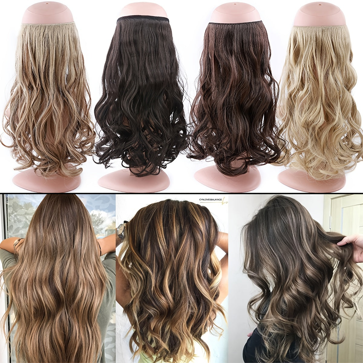 Hair Extensions Invisible Hair Extensions Secret Hidden Wire Long Curly Hair Pieces For Women Synthetic Halloween Christmas