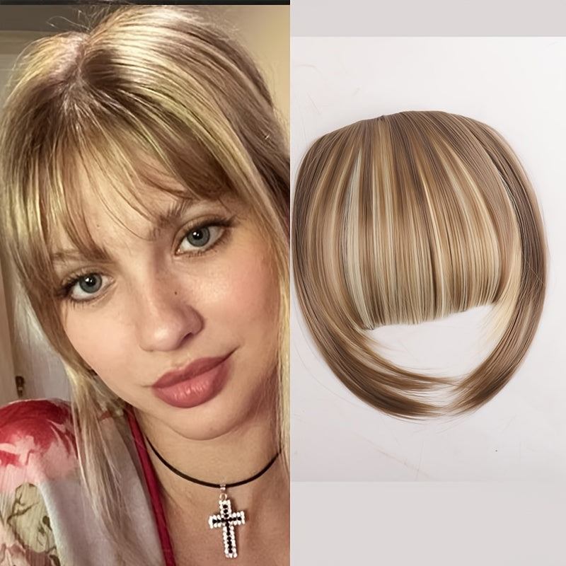 1pc Elegant Straight Synthetic Hair Extensions, Air Anime Bangs for Women, High Temperature Fiber, Invisible Clip, Natural Look, Durable Fake Hair Fringe