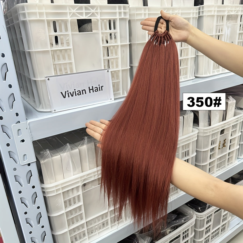 [Yaki Straight Ponytail] 28-Inch Yaki Straight High-Temperature Synthetic Ponytail Extension | Elastic Rubber Band Attachment | Versatile & Durable for Daily Use, Ponytail Hair Extensions