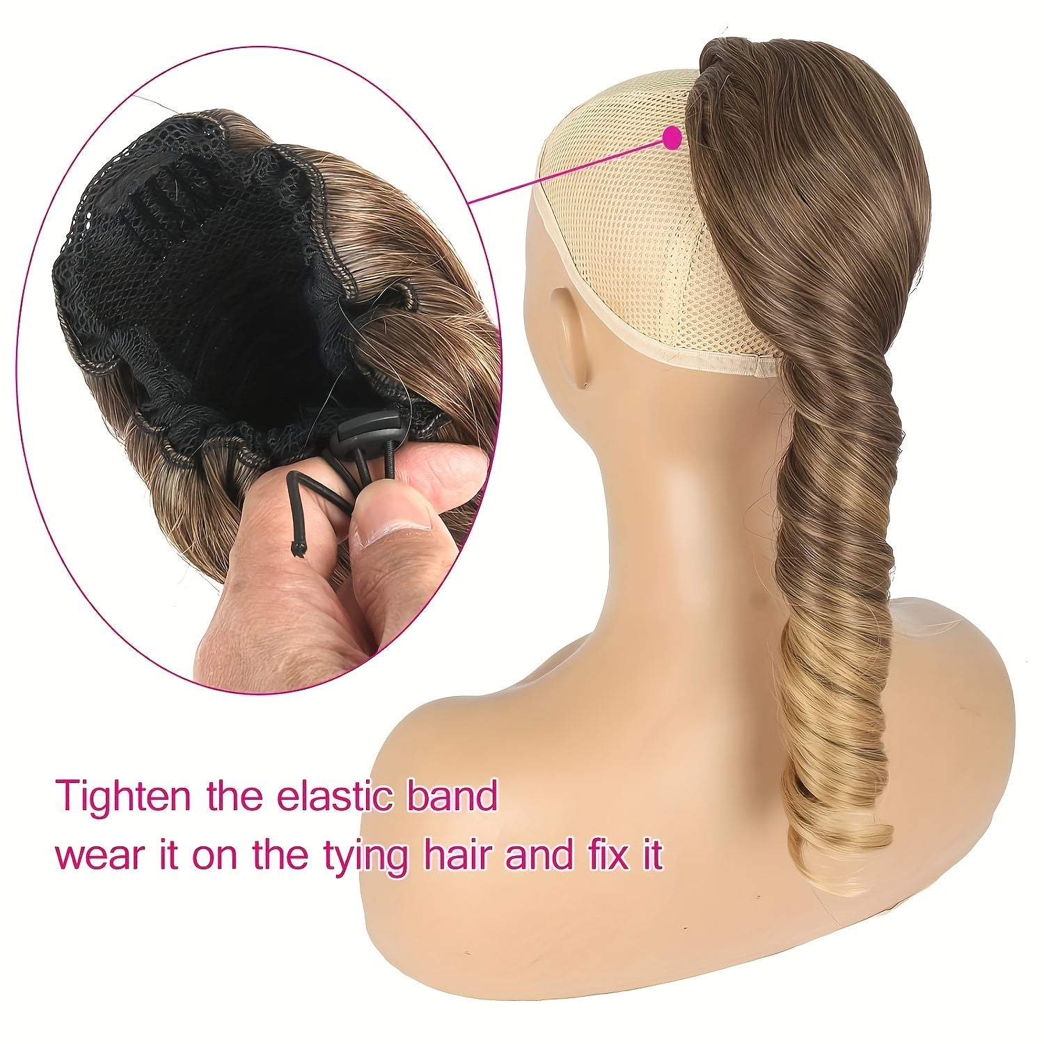 Blonde Curly Wave Clip-On Ponytail Hair Extensions for - Synthetic Drawstring Ponytail with Secure Clips, Elegant Volume & Length for Versatile Hairstyles, Ponytail Extension, Easy Hair Enhancement, Voluminous Ponytail, Secure Clip Attachment