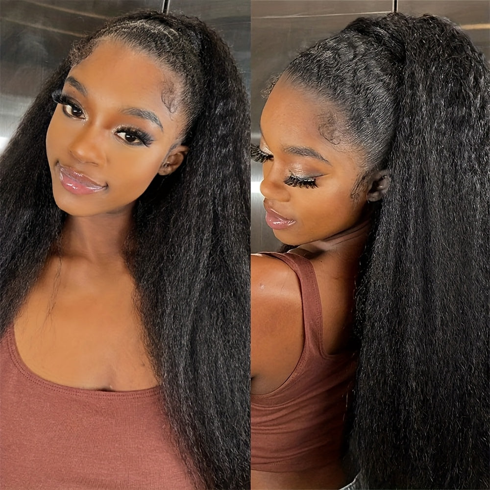 Yaki Straight Human Hair Bundles Kinky Straight Bundles Human Hair 16 18 20 Inch 3 Bundles 12A 100% Unprocessed Brazilian Kinkystraight Bundles Human Hair Natural Black