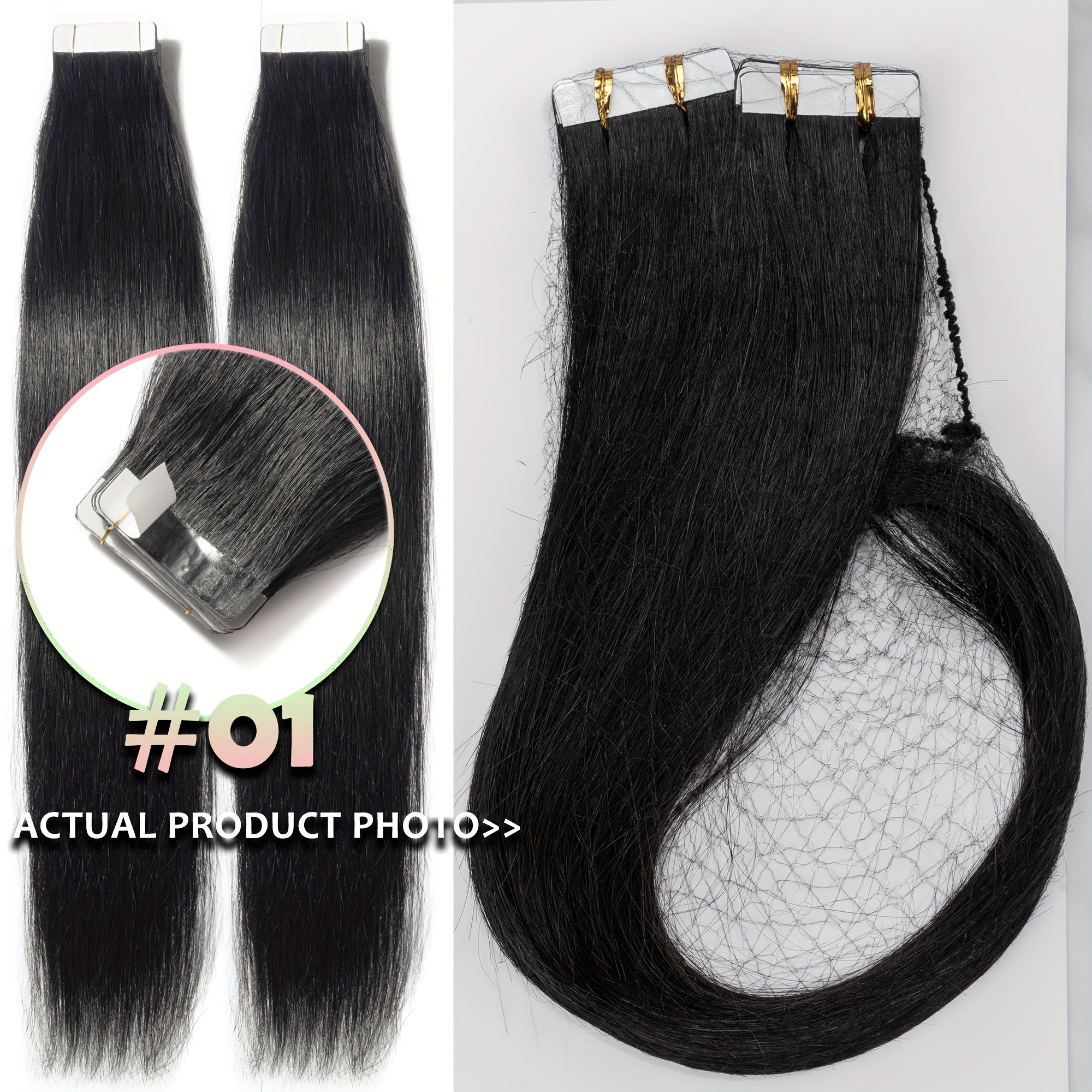 Tape In Hair Extensions Human Hair Straight Real Human Hair For Black And Brown Smmooth Silky Hair Extensions Tape In 40.64-60.96 cm 10pcs/pack, Perfect For Outgoing, Cosplay, Wedding, Daily Life, Party To Adding Volumn (10pcs/pack)