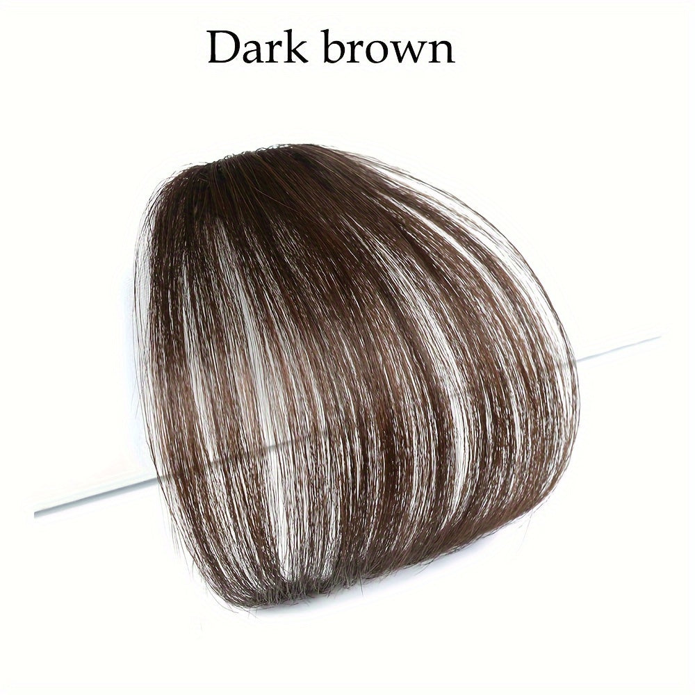 1pc Unisex Straight Human Hair Air Bangs Clip-In Hair Extensions, Heat Resistant, All-Handmade Textile Process, Basic Style for Women