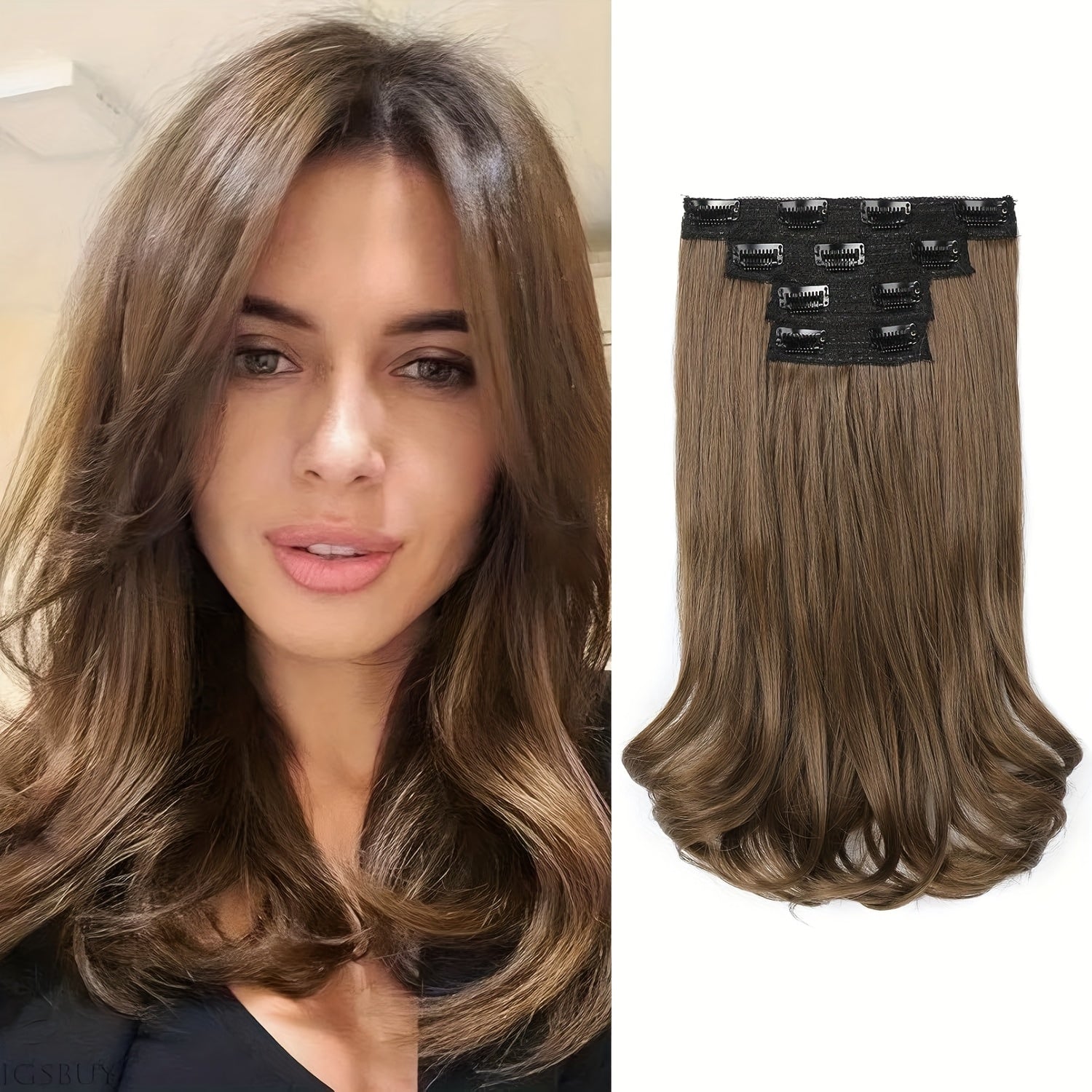 [Wavy Hair Extensions] 4pcs NAYOO Clip-In Short Beach Wavy Hair Extensions | Invisible Lace Weft, Natural Soft Hairpieces for Women, 14" Heat-Resistant Synthetic Hair, Easy Apply & Style for Everyday & Special Occasions