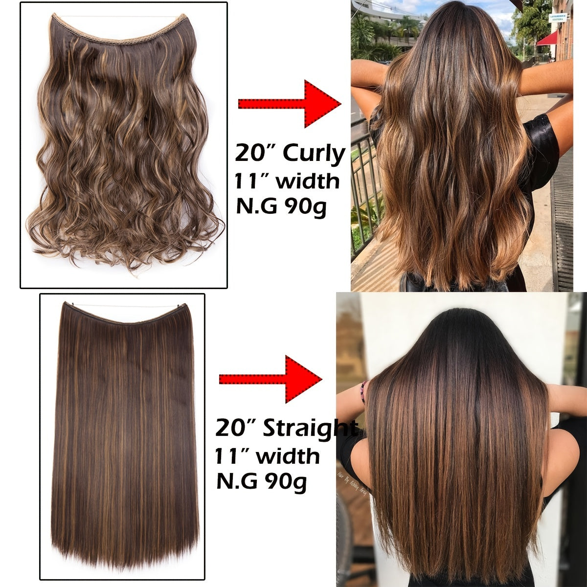 Hair Extensions Invisible Hair Extensions Secret Hidden Wire Long Curly Hair Pieces For Women Synthetic Halloween Christmas