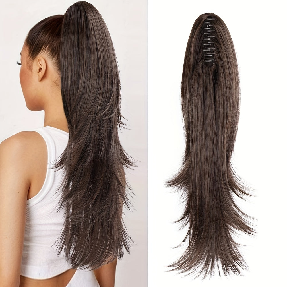 Women's High Temperature Fiber Ponytail Extension, Straight Hair Synthetic Clip-In Ponytail, Durable & Heat Resistant, for Daily Wear and Halloween, Versatile Hairpiece | Natural Look Extension | Heat Resistant Fiber, Ponytail Hair Extensions