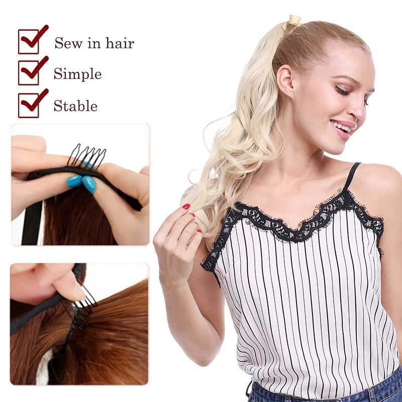 Long Soft Tie Up Ponytail Straight Hair Piece Clip In Hair Extensions 22inch/55cm Wrap Around Binding Pony Tail Hairpiece Drawstring Pony Tails for Women Party Festival Christmas Halloween Daily Use