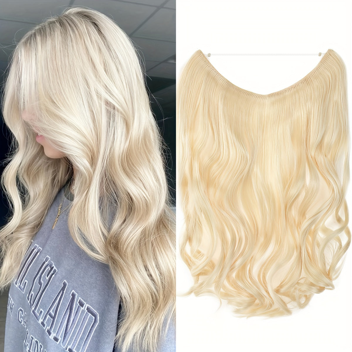 Hair Extensions Invisible Hair Extensions Secret Hidden Wire Long Curly Hair Pieces For Women Synthetic Halloween Christmas