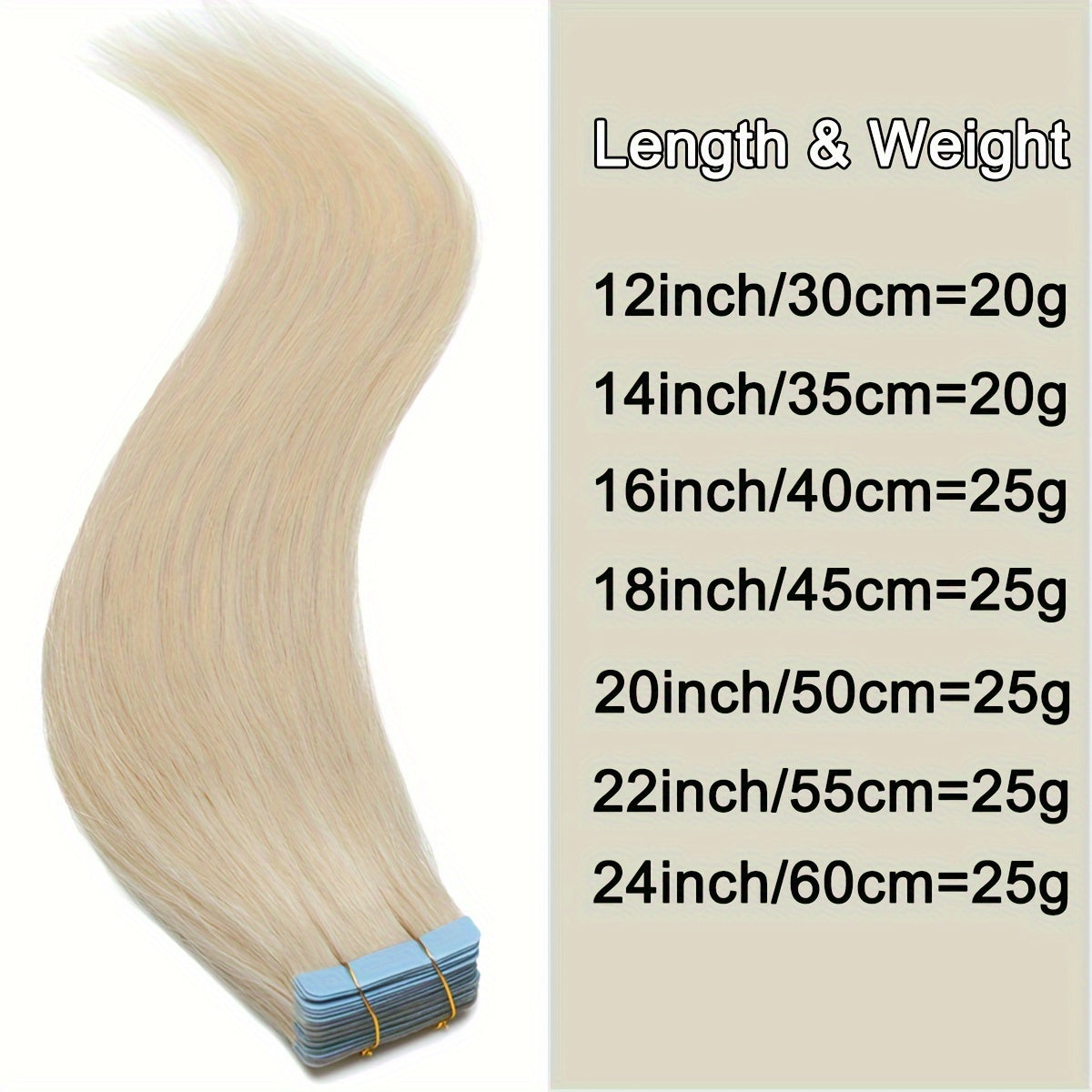25g/pack 10pcs Tape In Hair Extensions Human Hair Real Human Hair Tape In Extensions Straight Skin Weft100% Remy Seamless Human Hair Extensions For Women 30.48-60.96 cm