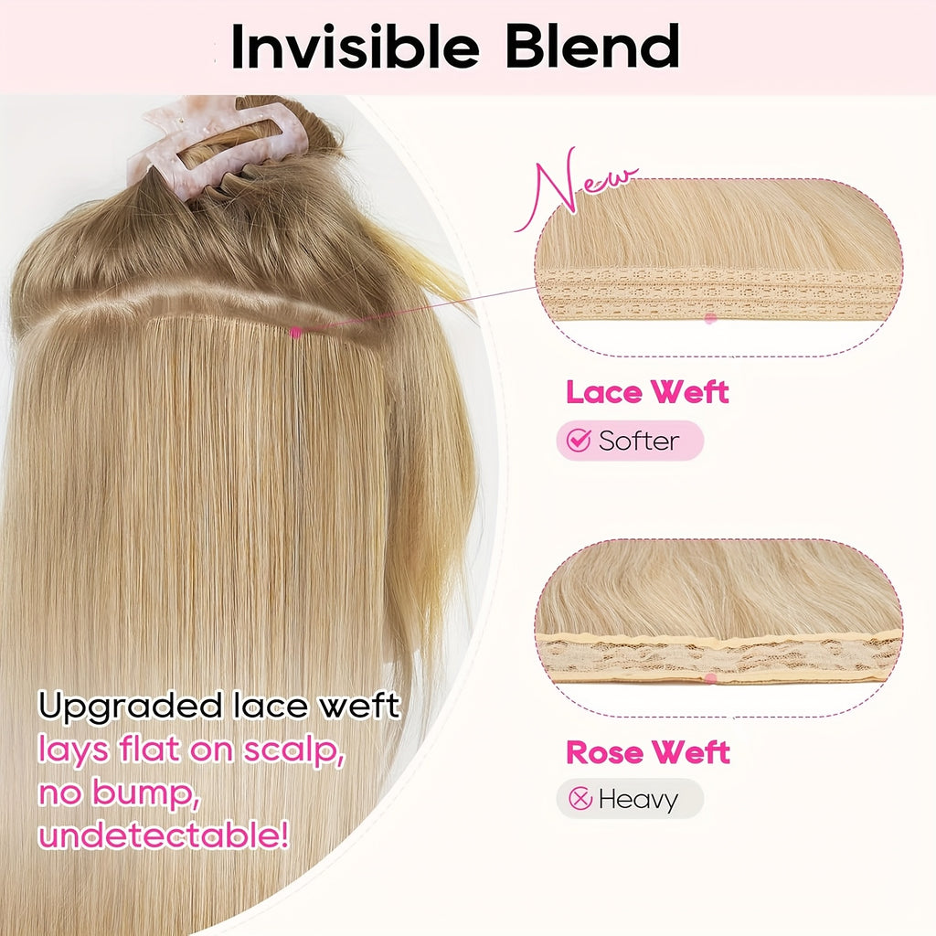 [Wavy Hair Extensions] 4pcs NAYOO Clip-In Short Beach Wavy Hair Extensions | Invisible Lace Weft, Natural Soft Hairpieces for Women, 14" Heat-Resistant Synthetic Hair, Easy Apply & Style for Everyday & Special Occasions