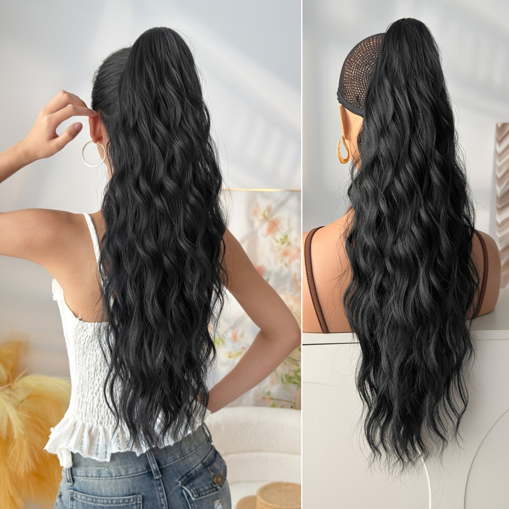 [Heat-Resistant] 26-Inch Long Wavy Ponytail Extension | Made from Heat-Resistant Synthetic Fibers | Perfect for Daily Use by Women