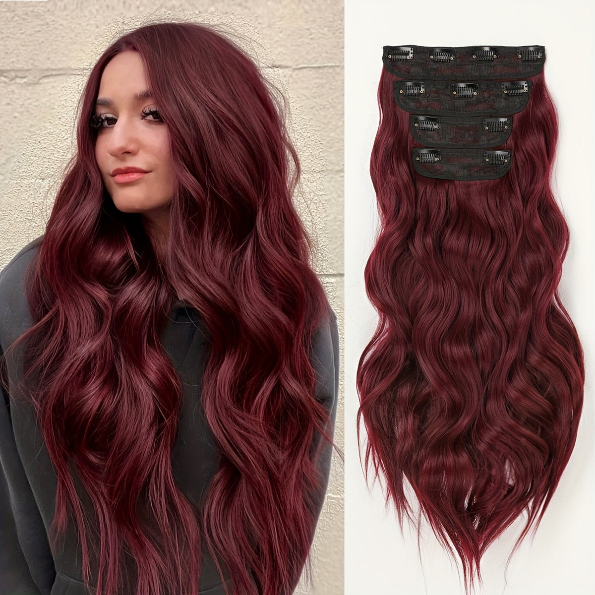 YUSULAXI Body Wave Heat Resistant High Temperature Fiber Hair Extension, 22 Inch Long, Ombre Color, for Women