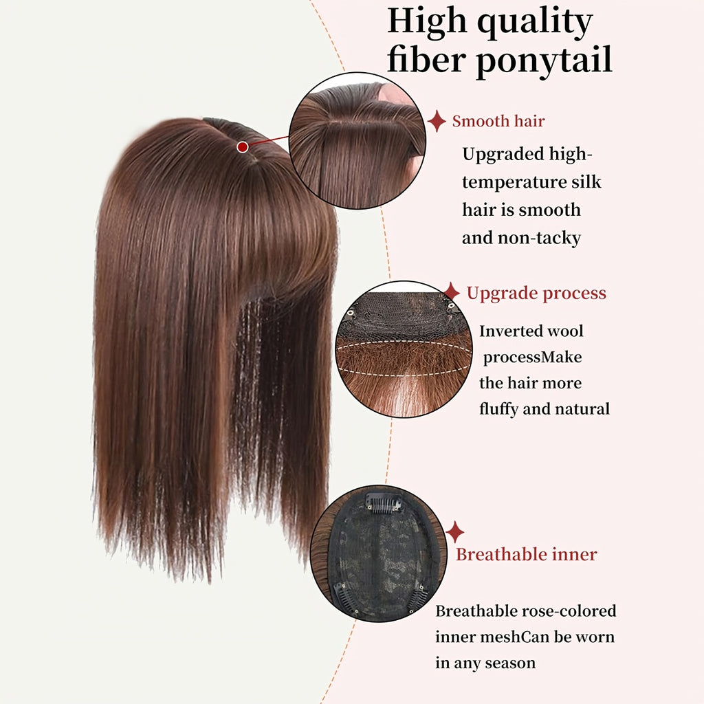 Seamless 3D Clip-In Bangs - Natural Look Straight Synthetic Hair Pieces for Women, Invisible White Hair Cover, Hair Clips