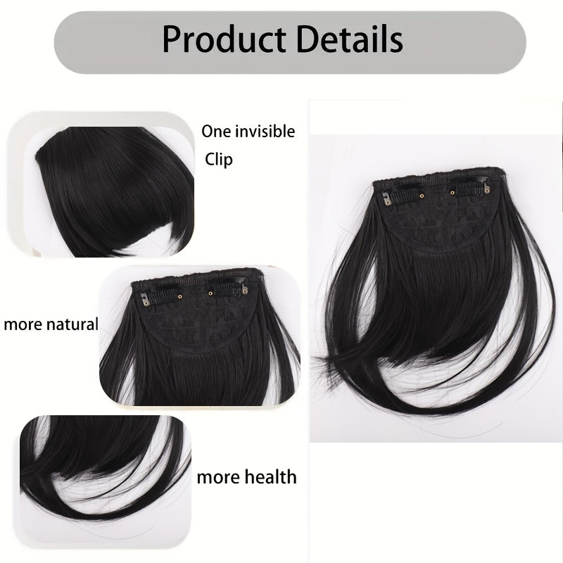 1pc Elegant Straight Synthetic Hair Extensions, Air Anime Bangs for Women, High Temperature Fiber, Invisible Clip, Natural Look, Durable Fake Hair Fringe