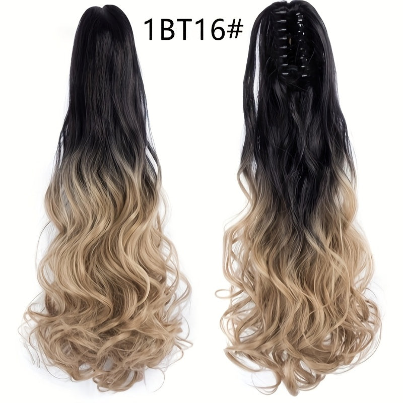 Elegant 12-Color Claw Clip Ponytail Extension - Curly Wavy Synthetic Hair for All Genders, Versatile & Stylish