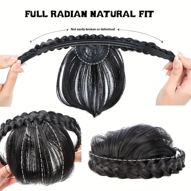 New Hair Accessories With Bangs Braids Headband Hair Extension High Temperature Synthetic Fiber Fake Hair For Women Daily Use Halloween Christmas