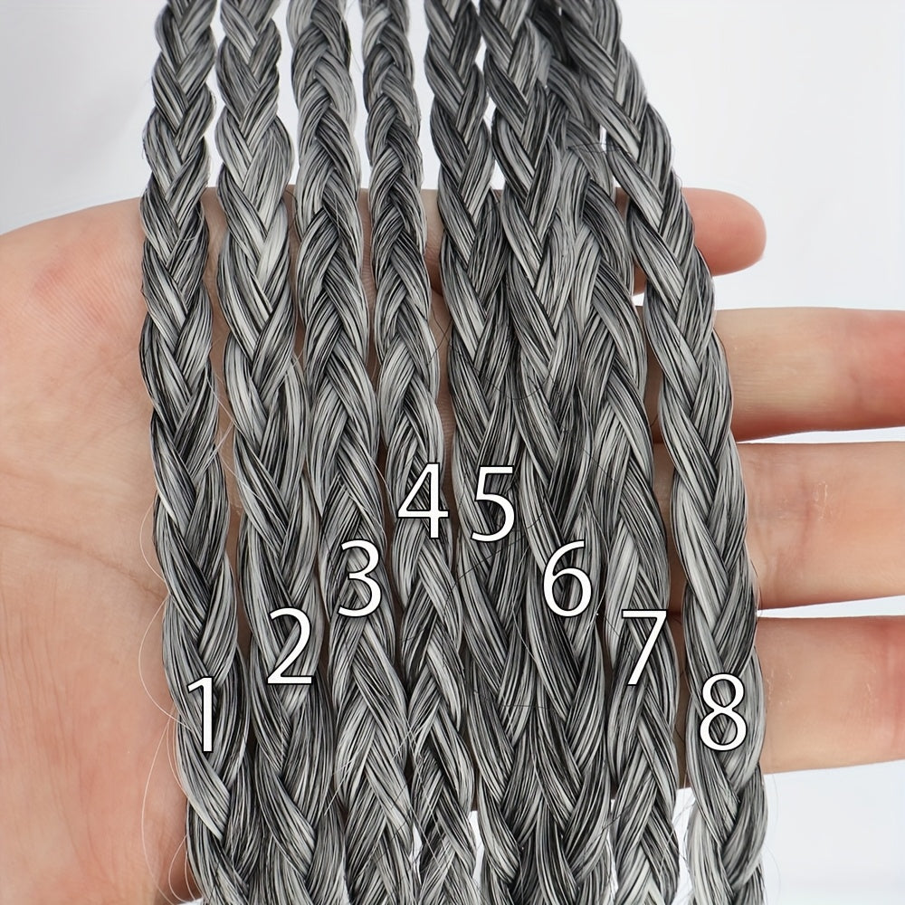 Women'S Silvery Gray Long Braid Ponytail Extension - High Temperature Fiber, Natural Look, Easy Attach, Everyday Synthetic Hairpiece for Women, Ponytail Extensio