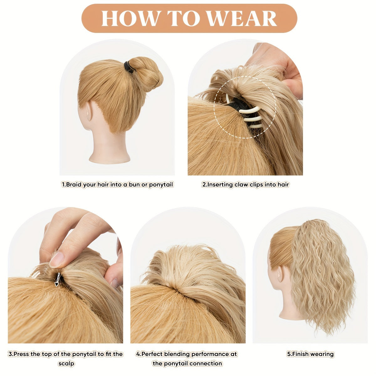 14inch Curly Wavy Fluffy Synthetic Ponytail Hairpieces - Add Volume, Style, and Elegance to Your Hair with Easy Clip-In Design - Perfect for Caucasian Women Seeking a Long, Luscious Look