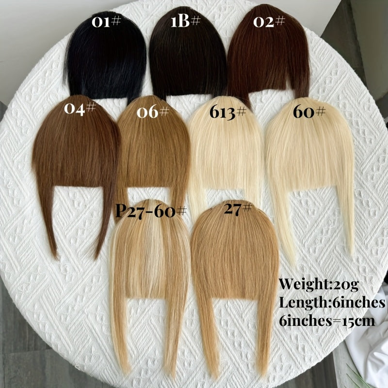 Elegant Women'S 100% Human Hair Bangs Clips, Platinum Blonde Remy Human Hair, 15.24cm Air Fringe Bangs Hairpiece for Women