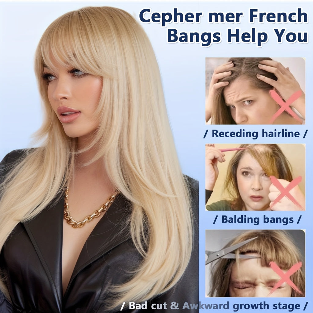 Synthetic Manga Air Bangs with BB Clip - Straight Hairpiece for Women, Easy Clip-In Temporary Hairstyle for All Occasions, Kawaii Hair Clips, Quick Hair Transformation, Sleek Hair Accessory, Secure Attachment, Daily Wear Accessory