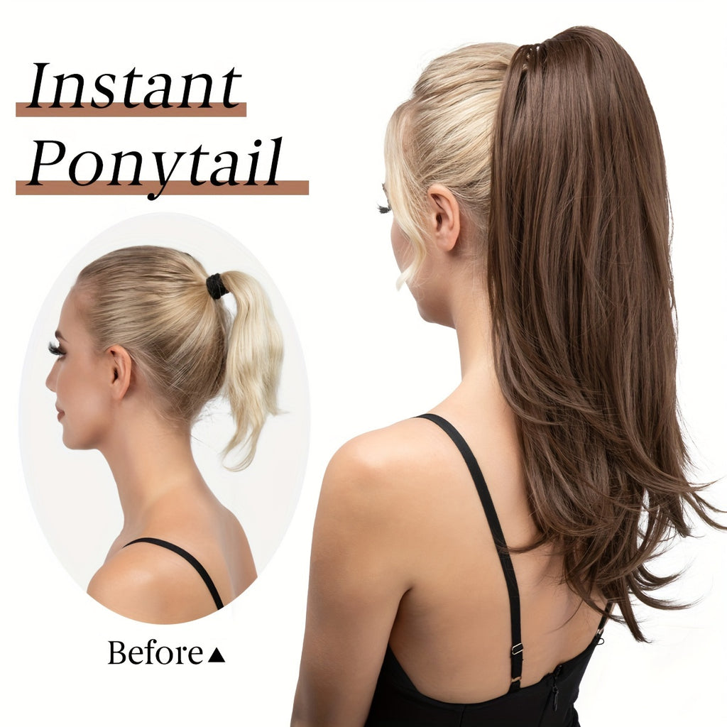 18-inch Elegant Clip-in Ponytail Extension Hairpiece - Versatile Multi-Style Synthetic Hair Accessory for Women - Easy to Wear, Natural Looking, and Long-Lasting Ponytail Solution