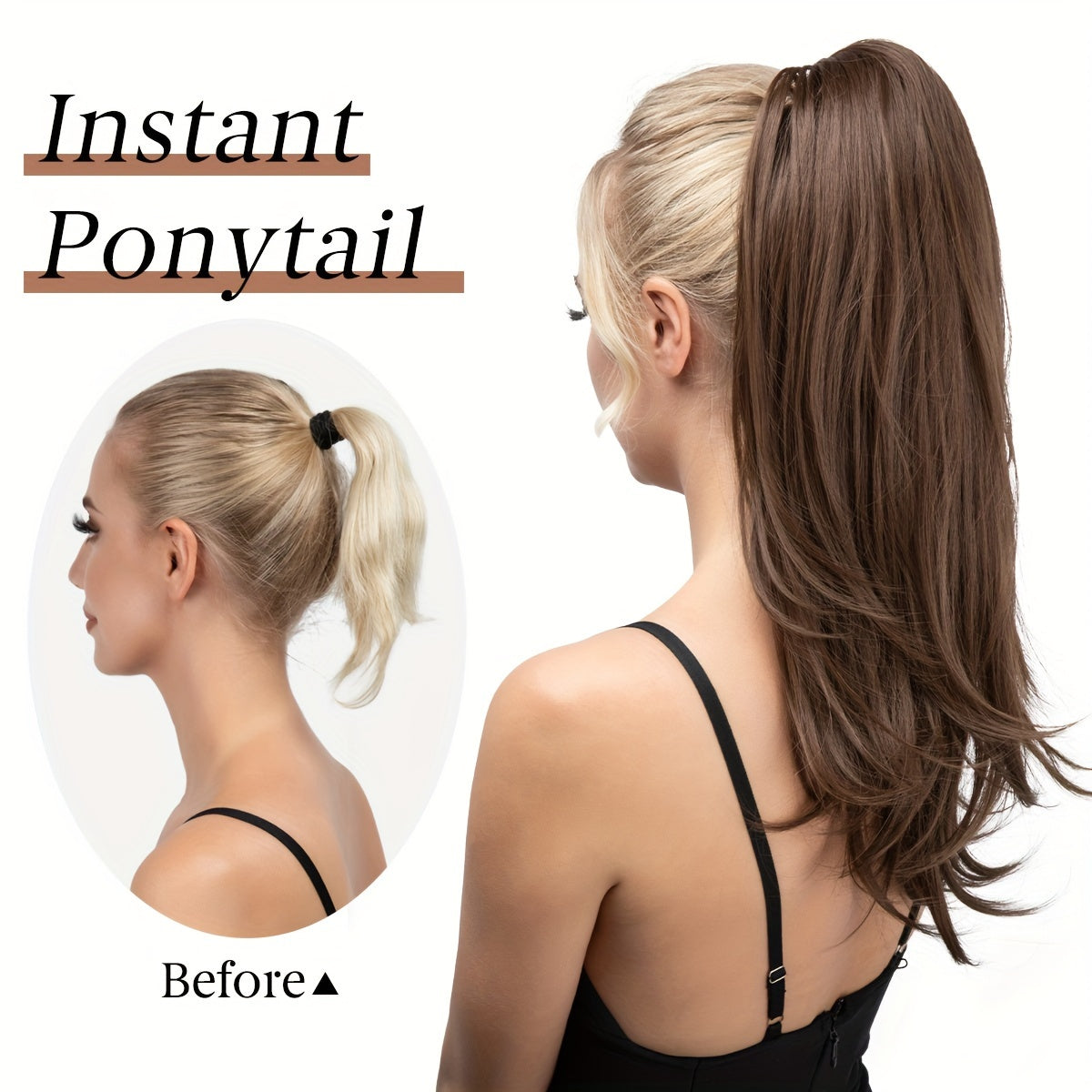 18-inch Elegant Clip-in Ponytail Extension Hairpiece - Versatile Multi-Style Synthetic Hair Accessory for Women - Easy to Wear, Natural Looking, and Long-Lasting Ponytail Solution