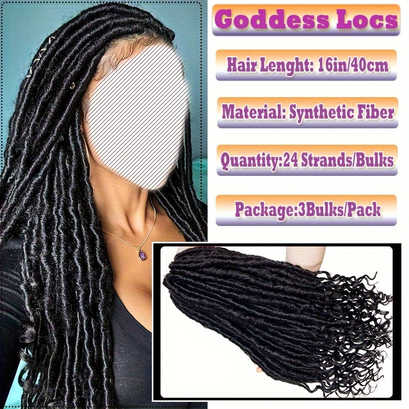 3Packs Goddess Box Braids Crochet Hair, 50.8 cm 40.64 cm Solid Ombre Boho Crochet Twist Braids Faux Locs With Curly Ends Dreadlocks 24 Strands/ Bulks For Black Women, Bohomian Box Braids Crochet Butterfly Locks Hair Extensions Soft Re-Looped