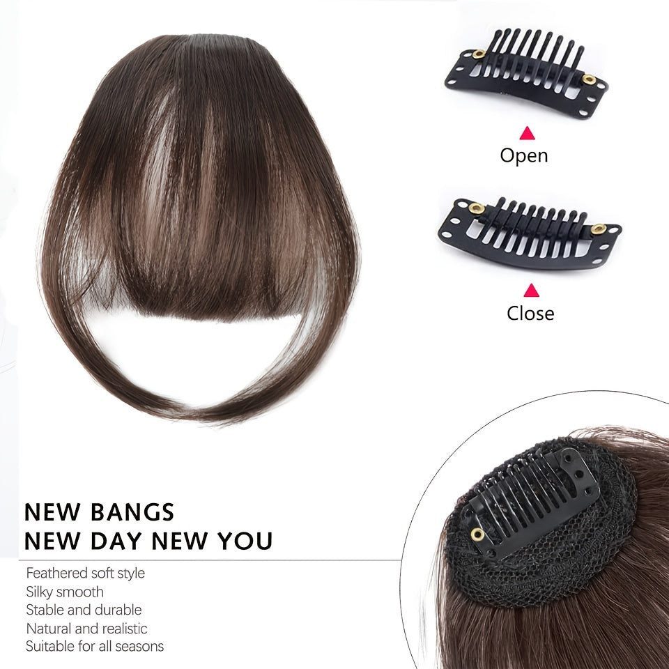 Dark Brown Black Clip In Bangs - One Piece Fringe Hairpiece for Natural-Looking Volume and Length Hair Accessories Halloween Christmas