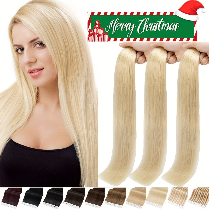 25g/pack 10pcs Tape In Hair Extensions Human Hair Real Human Hair Tape In Extensions Straight Skin Weft100% Remy Seamless Human Hair Extensions For Women 30.48-60.96 cm