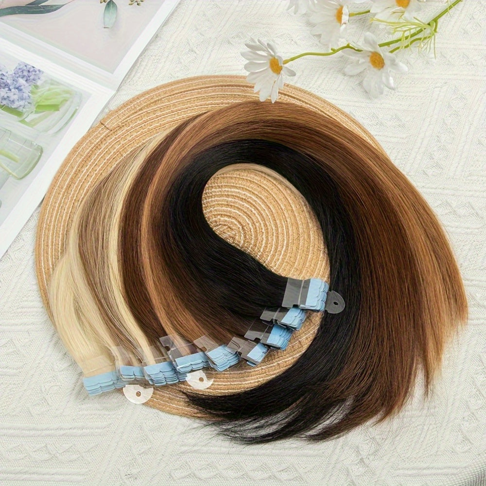 Invisible Seamless Tape-In Hair Extensions Ranging from 12 to 50.8 cm with Double-Sided Mini Tape.