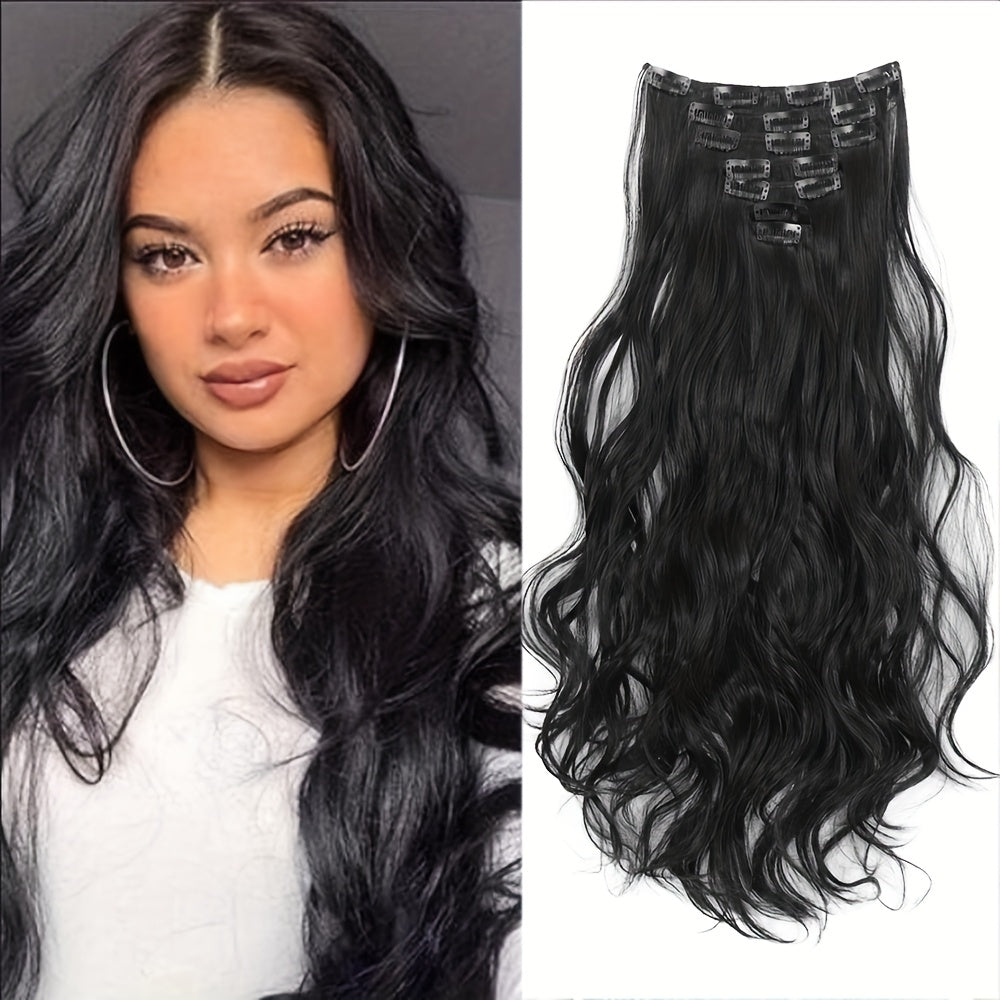 50.8 cm Curly Full Head 7 Separate Pieces Heat Resistance Synthetic Hair Clip in Hair Extensions- Long Hair Accessories for Women, Perfect for Party Daily Use