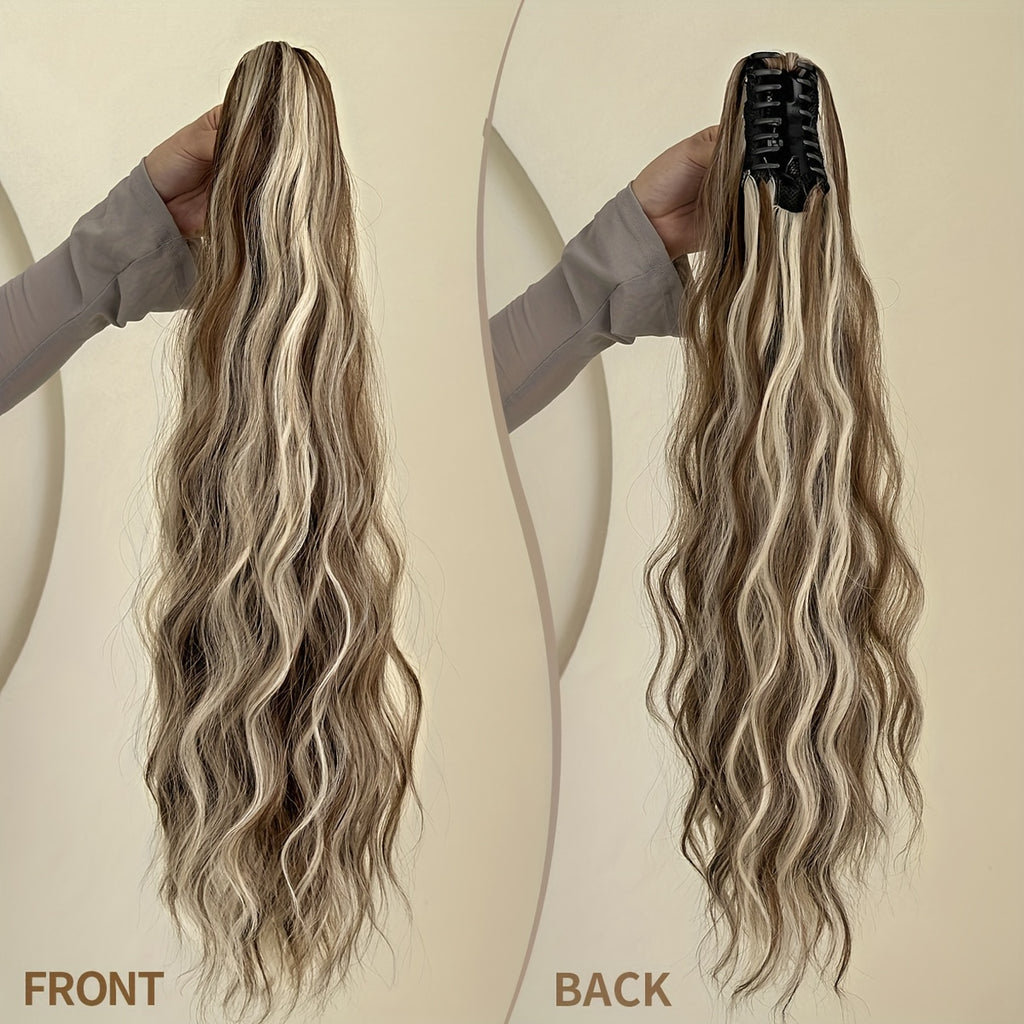 [Heat-Resistant] 26-Inch Long Wavy Ponytail Extension | Made from Heat-Resistant Synthetic Fibers | Perfect for Daily Use by Women