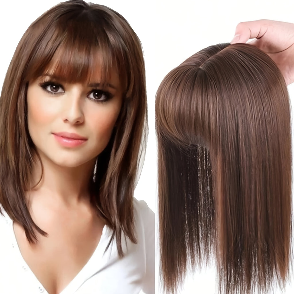 Seamless 3D Clip-In Bangs - Natural Look Straight Synthetic Hair Pieces for Women, Invisible White Hair Cover, Hair Clips