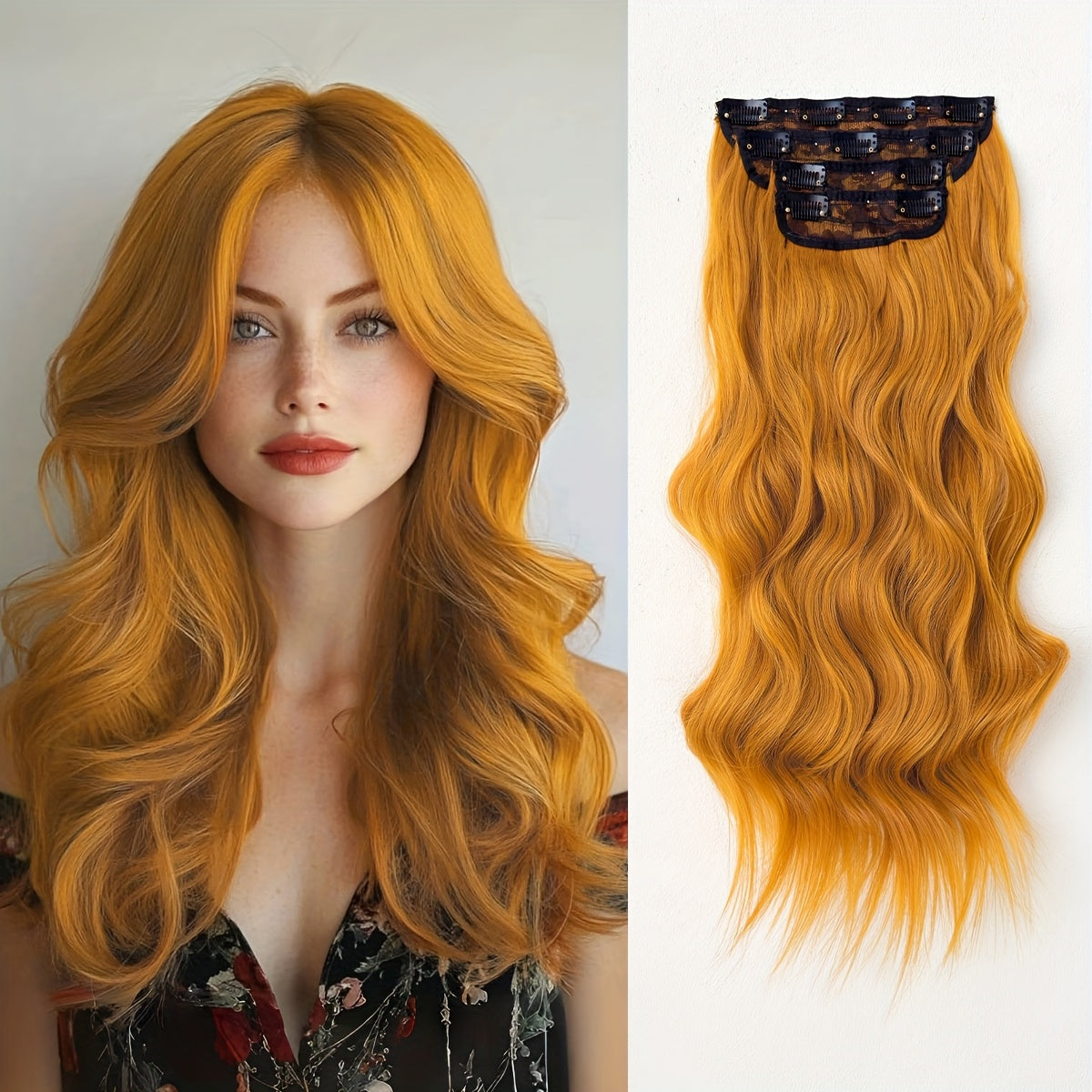 YUSULAXI 22" Heat-Resistant Synthetic Hair Patch - Ombre Curly Wave Extensions for Women, Multi-Ethnic Friendly, Natural Look & Easy Maintenance for Daily Use