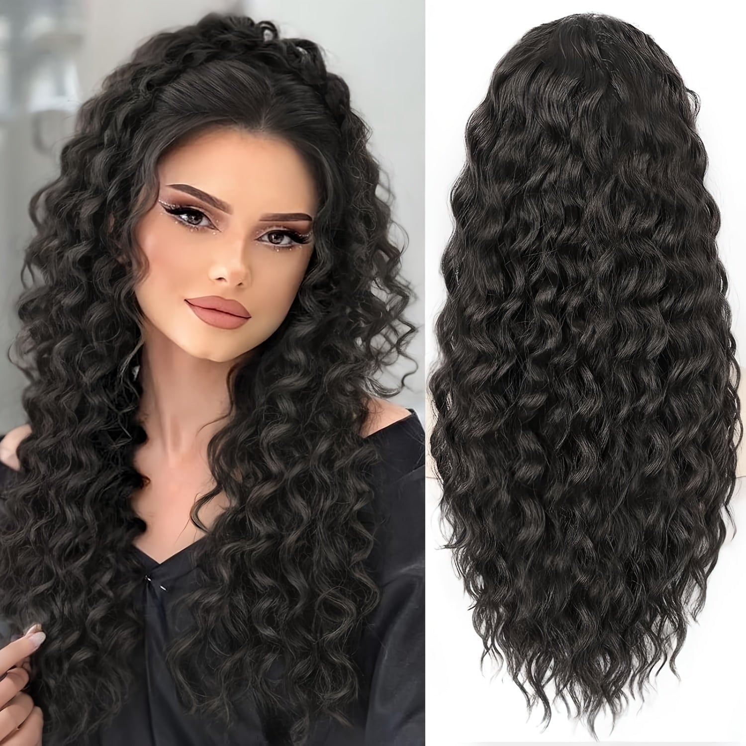 Curly Ponytail Extension Drawstring Ponytail for Women Black Mixed Ginger Curly Clip in Hair Extensions 20/26 Inch Ponytail Extension Synthetic Hairpiece for Daily Party