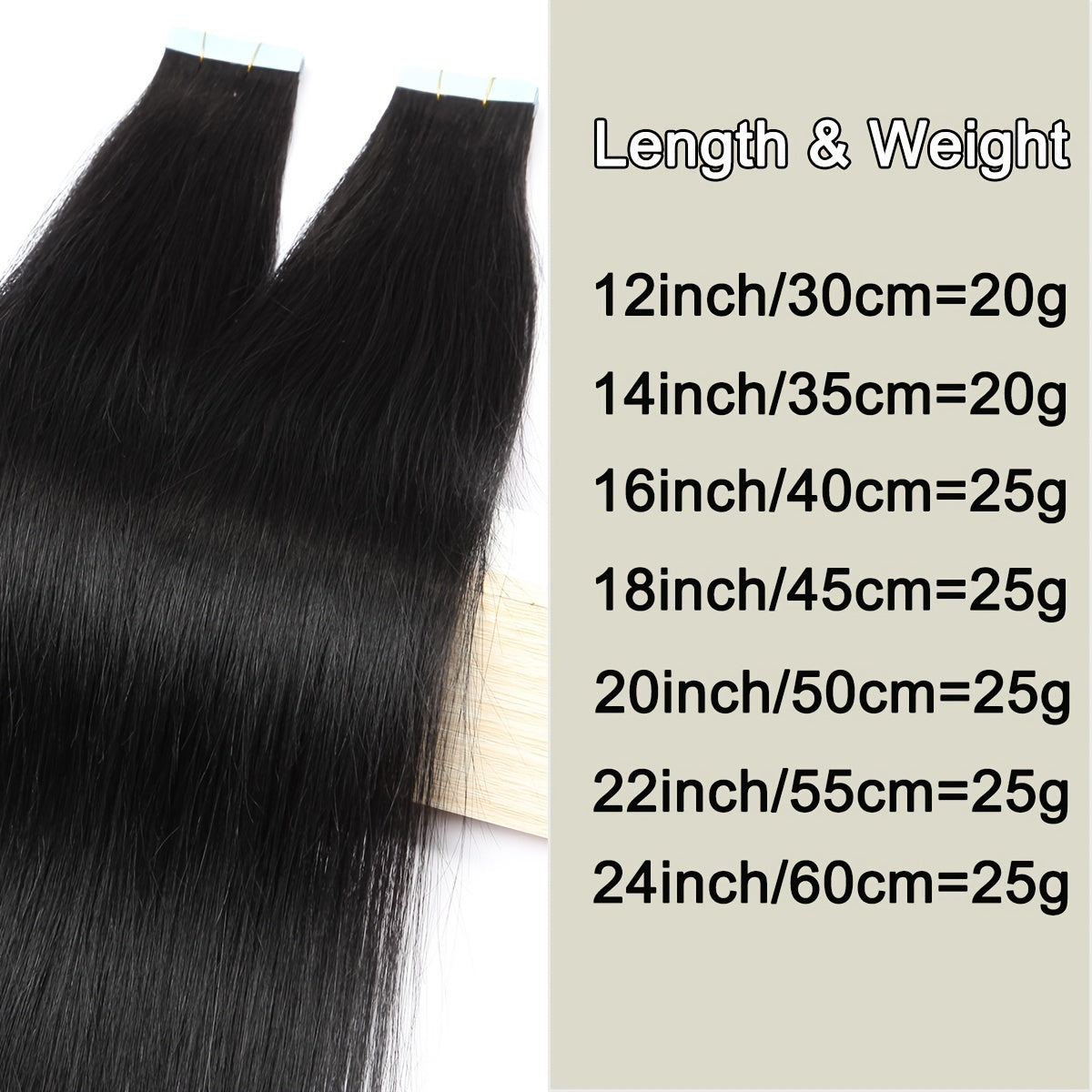 BENEHAIR Tape In Hair Extensions Human Hair 100% Remy Human Hair Extensions Silky Straight For Fashion Women 10 Pcs/Package Dark Brown Black 20G-25G