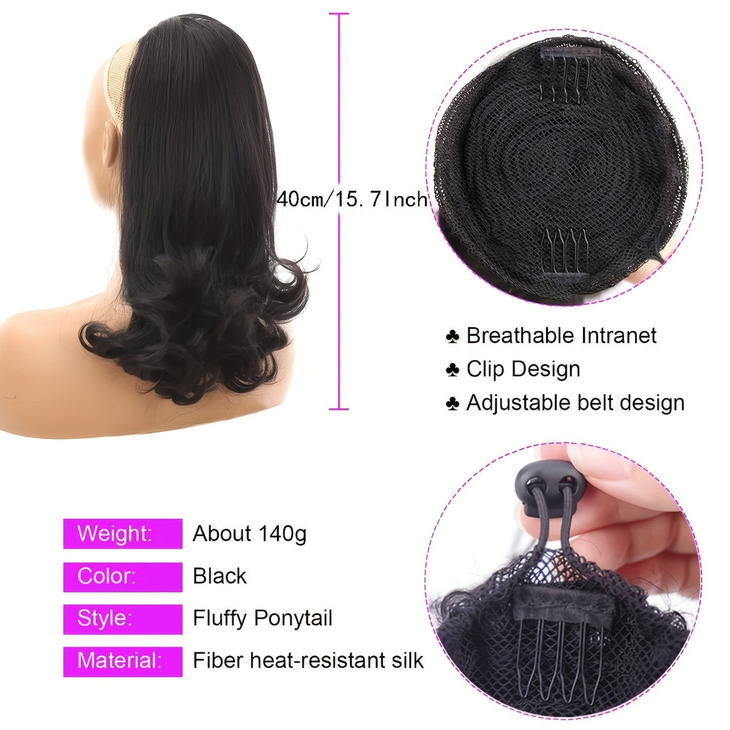 Kinky Straight Drawstring Ponytail Synthetic Hair Extensions Tail Warping Ponytail Hair for Natural Fluffy Yaki Straight Ponytai