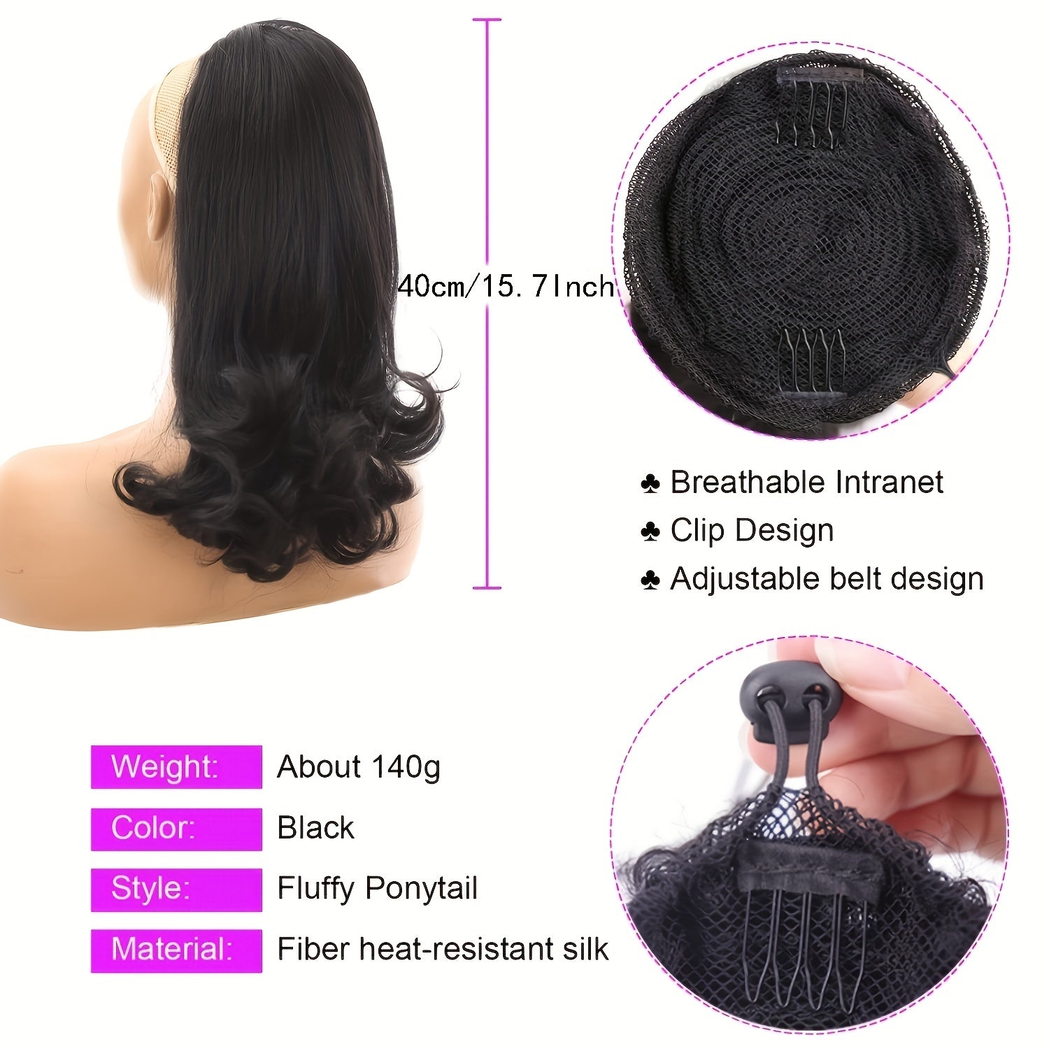 Kinky Straight Drawstring Ponytail Synthetic Hair Extensions Tail Warping Ponytail Hair for Natural Fluffy Yaki Straight Ponytai