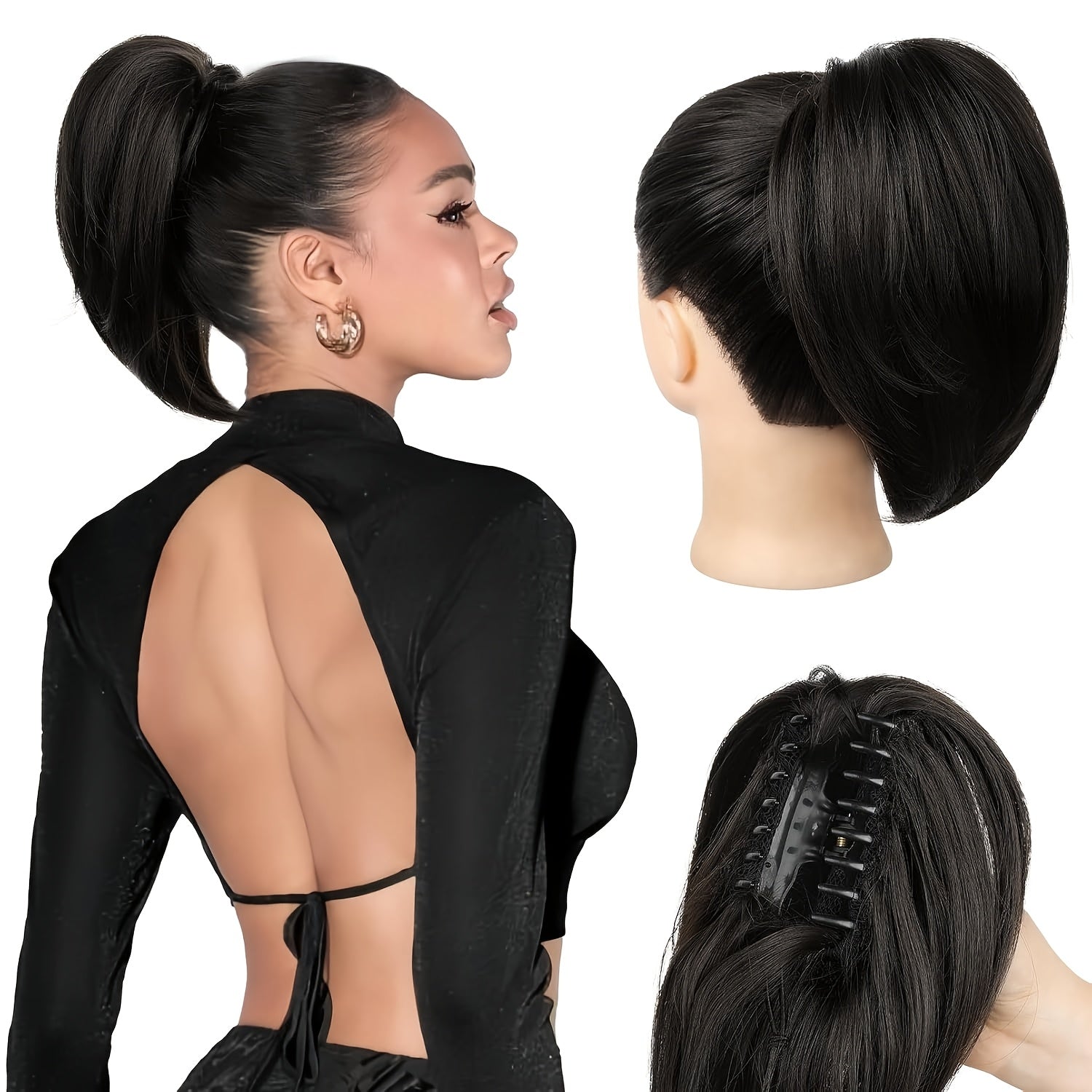 10-Inch Claw Clip Ponytail Extension, Soft Synthetic Natural Look in Blonde - High-Temperature Fiber, Women'S Fashion Highlighted Curly Wave Ponytai