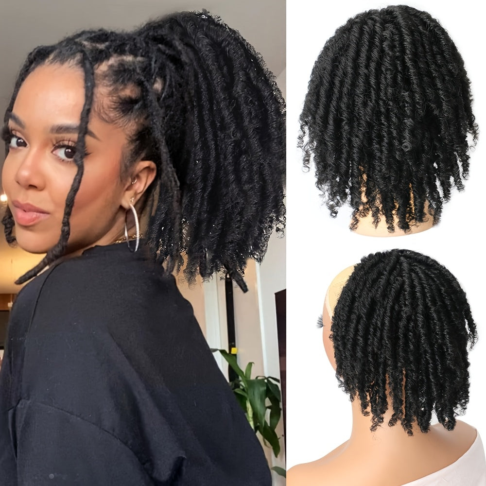 15.24 cm Short Dreadlocks Drawstring Ponytail Hair Extensions Synthetic Faux Locs Clip In Pony Tail Hair Piece for Women