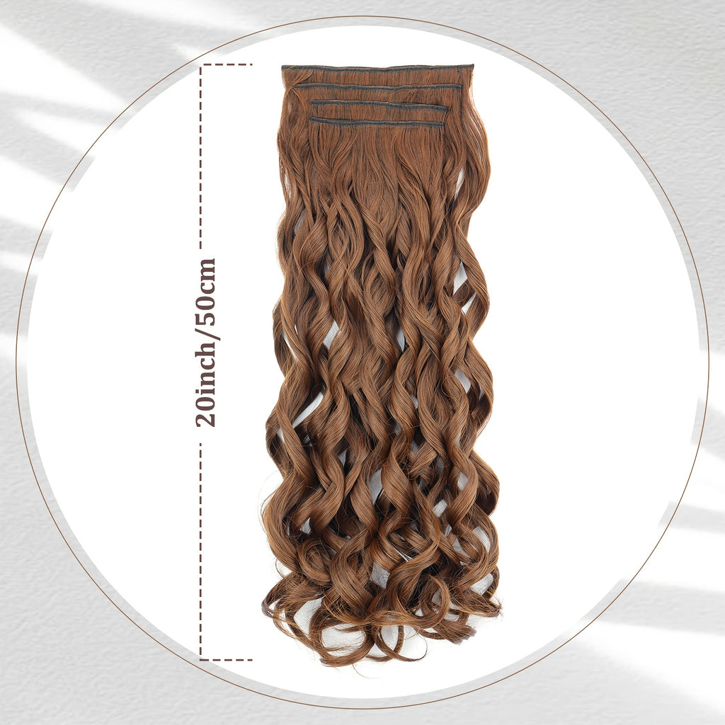 4pcs Clip-In Hair Extensions, 20 Inch Long Wavy Synthetic Fiber Wigs, Body Wave Style for Women, Perfect for Daily Use and Halloween Celebrations, Daily Hair Use | Elegant Wavy Hair | Synthetic Fiber Wigs, Hair Wigs