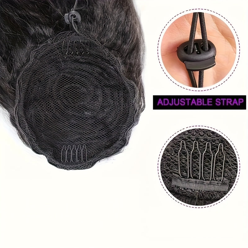 Natural Fluffy Jacqui Straight Ponytail with Synthetic Hair Extensions - End Cocked, High-Quality Heat Fiber, Easy-to-Style for Women, Perfect for Casual or Formal Occasions, Versatile Hairpiece, Sleek Ponytail, Secure Fit