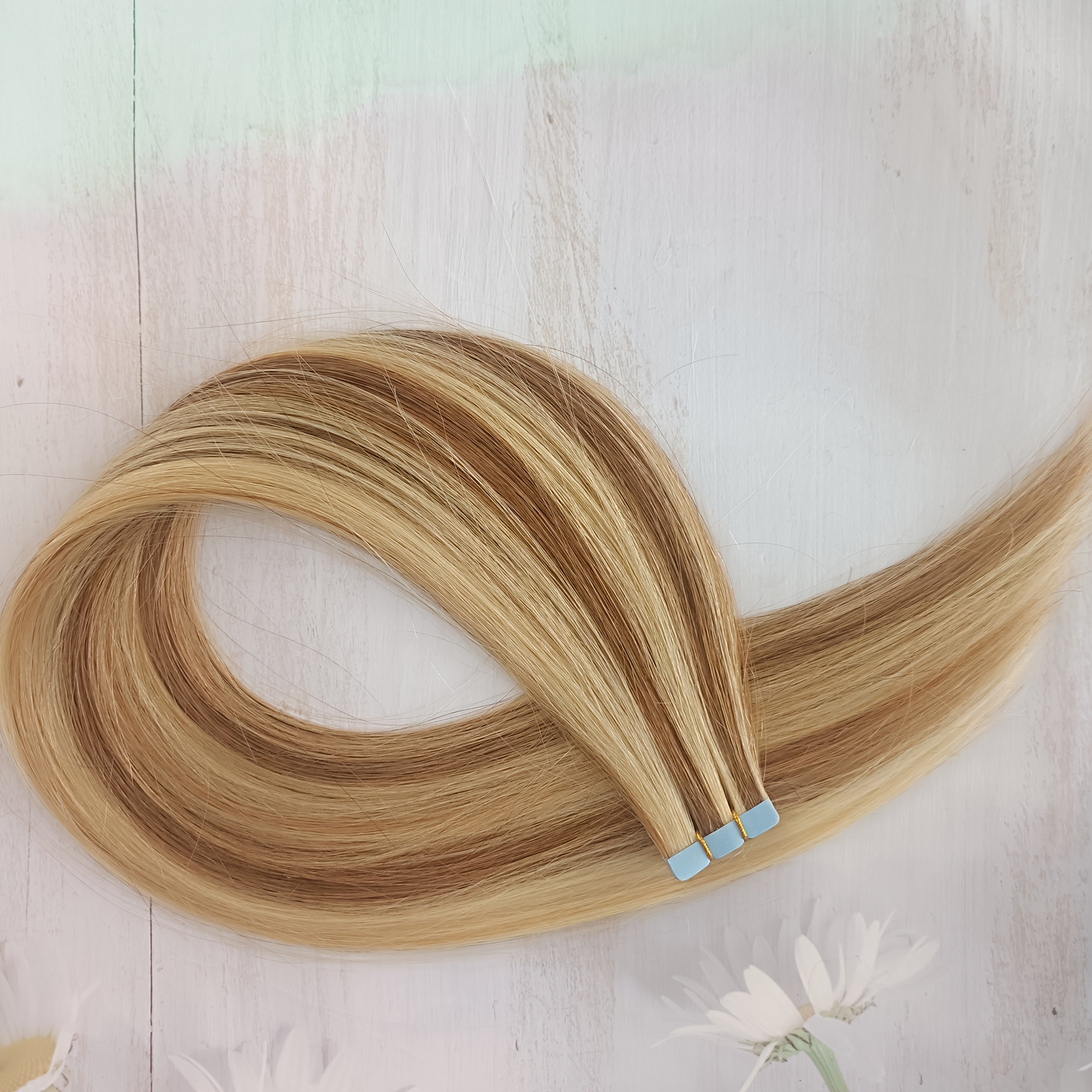 10pcs Light Brown Straight Remy Human Hair Extensions - Mini Tape-In, Easy to Apply & Style, Elegant Women'S Hairpieces for Thick Extensions, Stylish and Natural-Looking