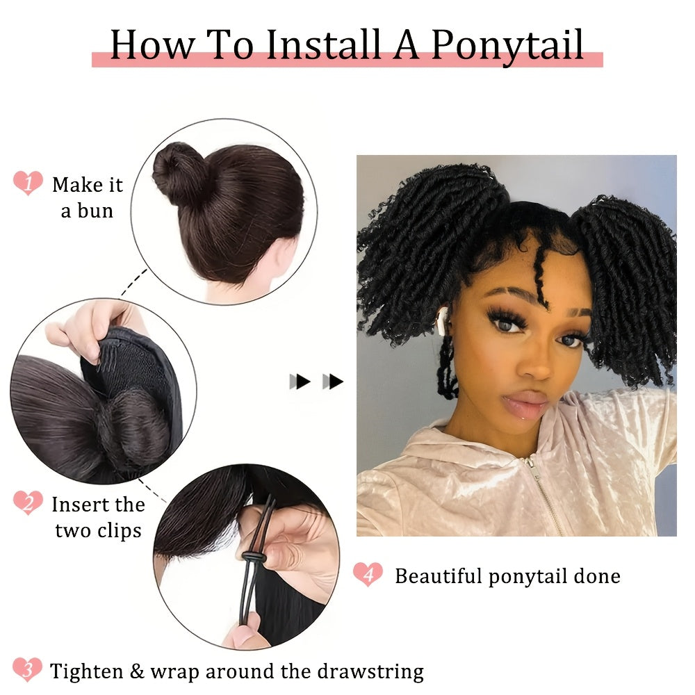15.24 cm Short Dreadlocks Drawstring Ponytail Hair Extensions Synthetic Faux Locs Clip In Pony Tail Hair Piece for Women