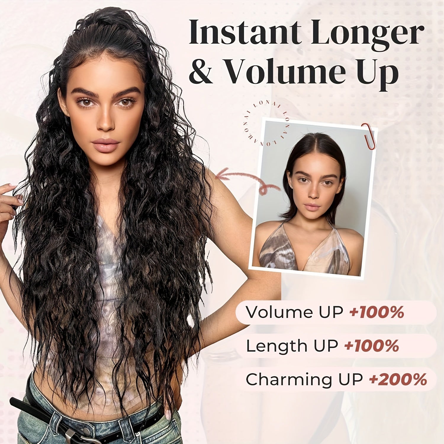 Ponytail Extension, 34" Long Wavy Drawstring Ponytail Extensions, Softer Lighter Synthetic Clip In Hair Extensions Hairpiece For Women Halloween Christmas