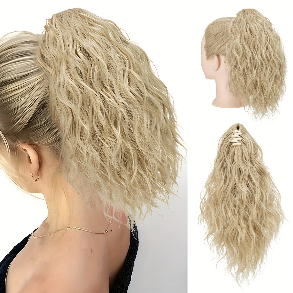 14inch Curly Wavy Fluffy Synthetic Ponytail Hairpieces - Add Volume, Style, and Elegance to Your Hair with Easy Clip-In Design - Perfect for Caucasian Women Seeking a Long, Luscious Look