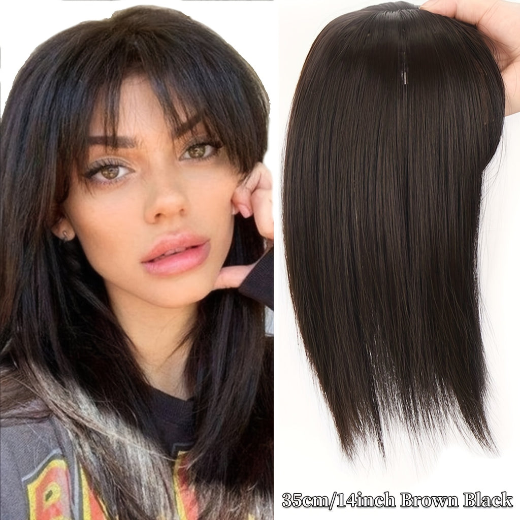 Seamless 3D Clip-In Bangs - Natural Look Straight Synthetic Hair Pieces for Women, Invisible White Hair Cover, Hair Clips