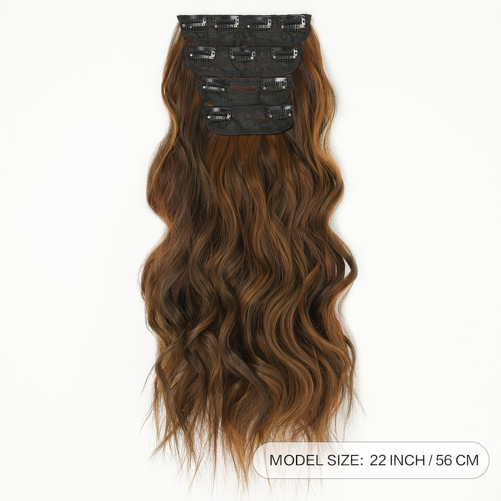 YUSULAXI Body Wave Heat Resistant High Temperature Fiber Hair Extension, 22 Inch Long, Ombre Color, for Women