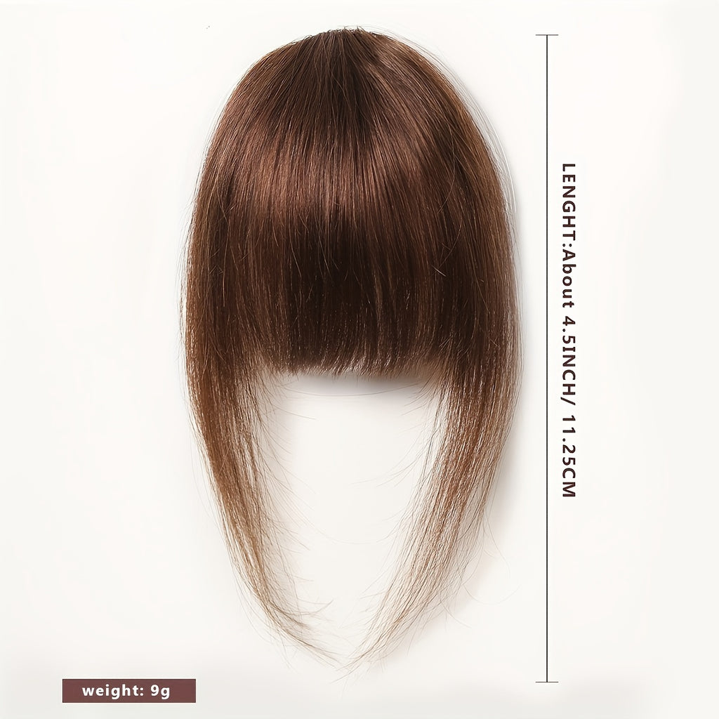 100% Human Bangs Hair Clip in Bangs Real Human Hair Wispy Bangs Hair Length 10.16 cm Net Weight 9 grams Hairpieces for Women Clip on Air Bangs Flat Neat Bangs Hair Extension for Daily Wear Natural Soft