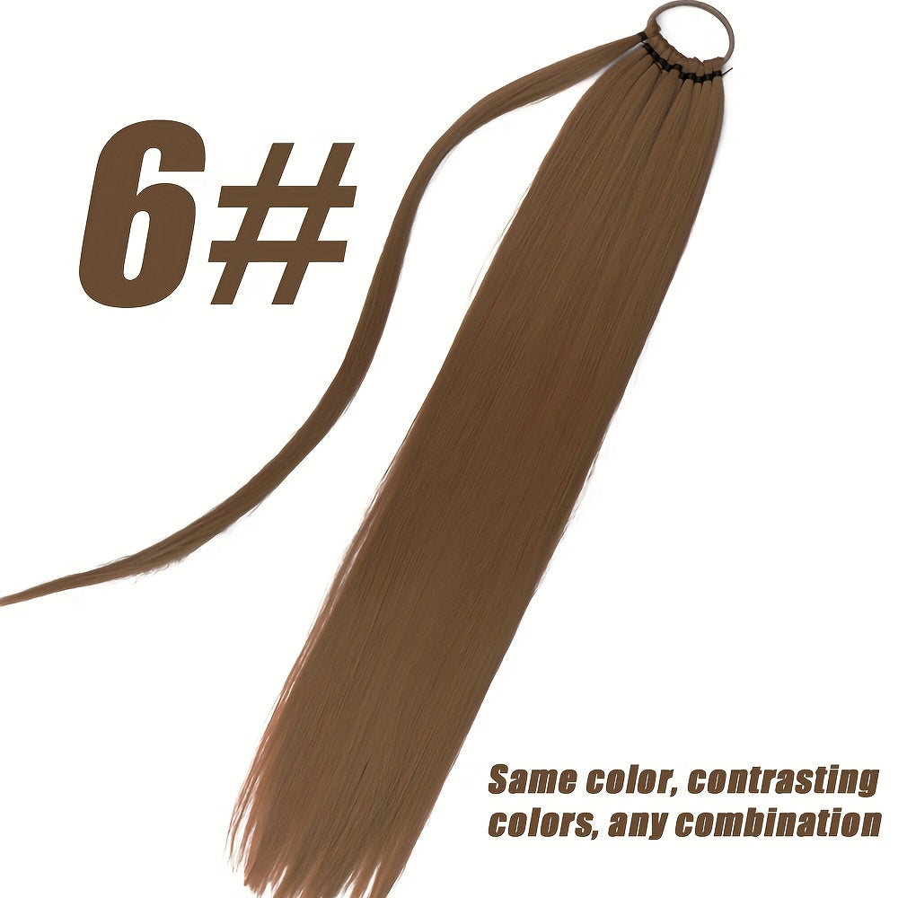 Women'S Long Straight Orange Ponytail Extension, High-Temperature Fiber Synthetic Hair, Basic Style, Daily Wear, Hairpiece for Volume Increase